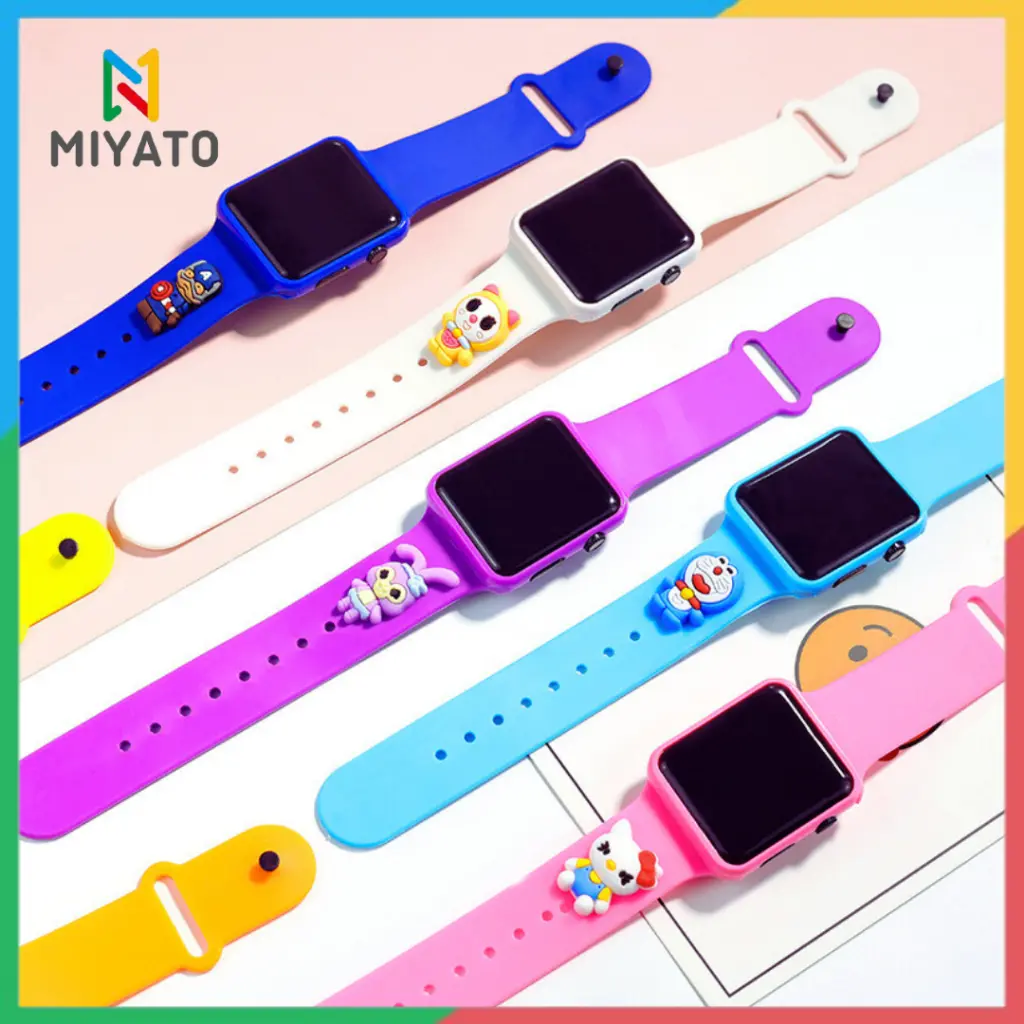 Jam Tangan Anak Karakter Led Motif Kartun Pikachu Superhero Princess Bahan Silikon Untuk Anak Tahan Air