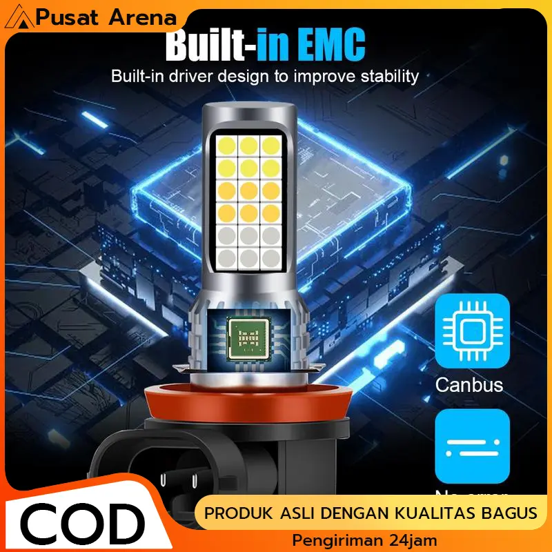 Lampu kabut LED 3 warna H8 H11 H16 AVANZA XENIA CALYA SIGRA AGYA AYLA ERTIGA JAZZ BRIO ROCKY RAIZE YARIS CATATAN MOBIL!! Item ini adalah potongan 3 warna, Anda perlu membeli 2 buah, silakan pilih 2 buah Car 0