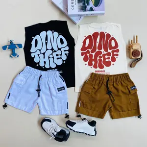 ESTISHOP X DINODAY Stelan Baju Anak Laki Laki Kaos Kutung Singlet Celana Cargo Premium Usia 1-9 Tahun