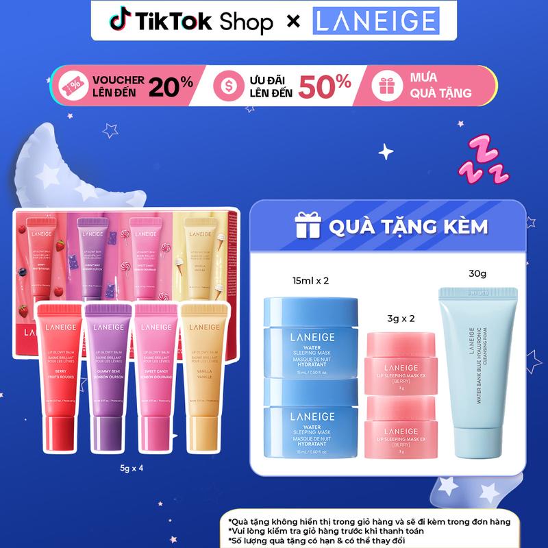 Set son dưỡng môi căng bóng Laneige Mini Lip Glowy Balm 5g x 4