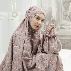 Mukena Azura Series Katun 2in1 Traveling Pouch Motif Resleting Atasan Panjang Muslim Dewasa Rayon Mini Bawahan