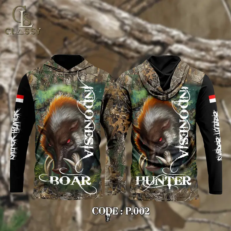 Classy Company | Hoodie Shirt | Baju Pemburu Babi ( PORBI ) Logo Motif | Pakaian Outdoor Atasan Pria Panjang Kombinasi 2