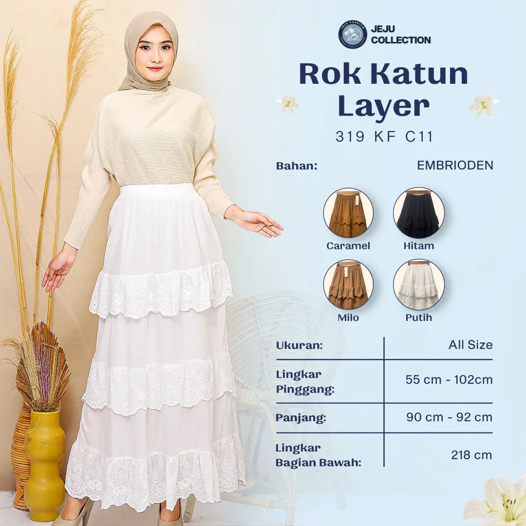 ROK LAYER MAXI SKIRT / ROK PANJANG BERTINGKAT DENGAN AKSEN BRODERIE - 319 KF