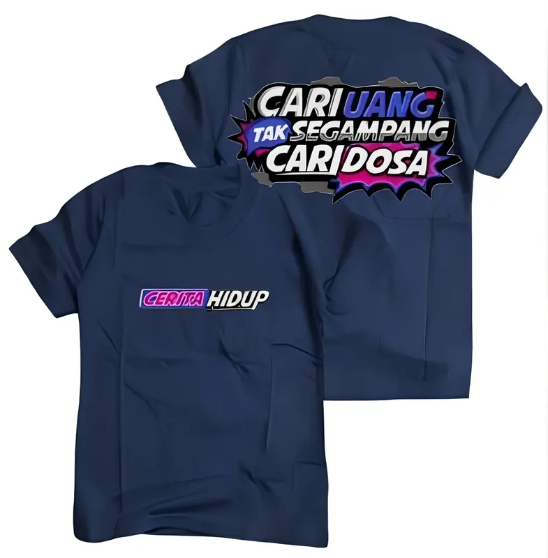 kaos atasan dewasa PRIA/WANITA T-SHIRT variasi kaos oblong distro motif kata kata CERITA HIDUP 1