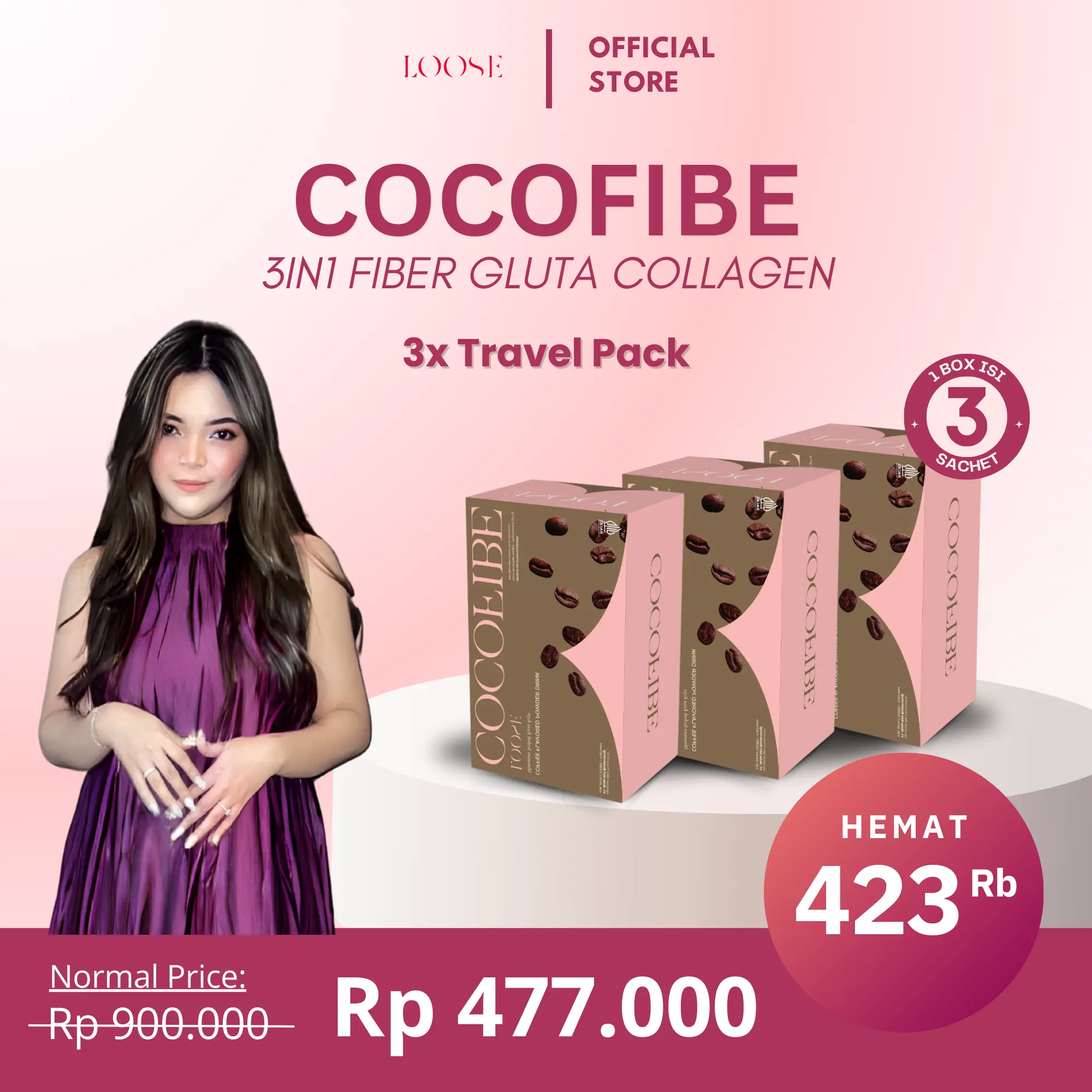 [DAPAT 3] COCOFIBE Travel Pack Minuman Rasa Kopi - Loose Beauty