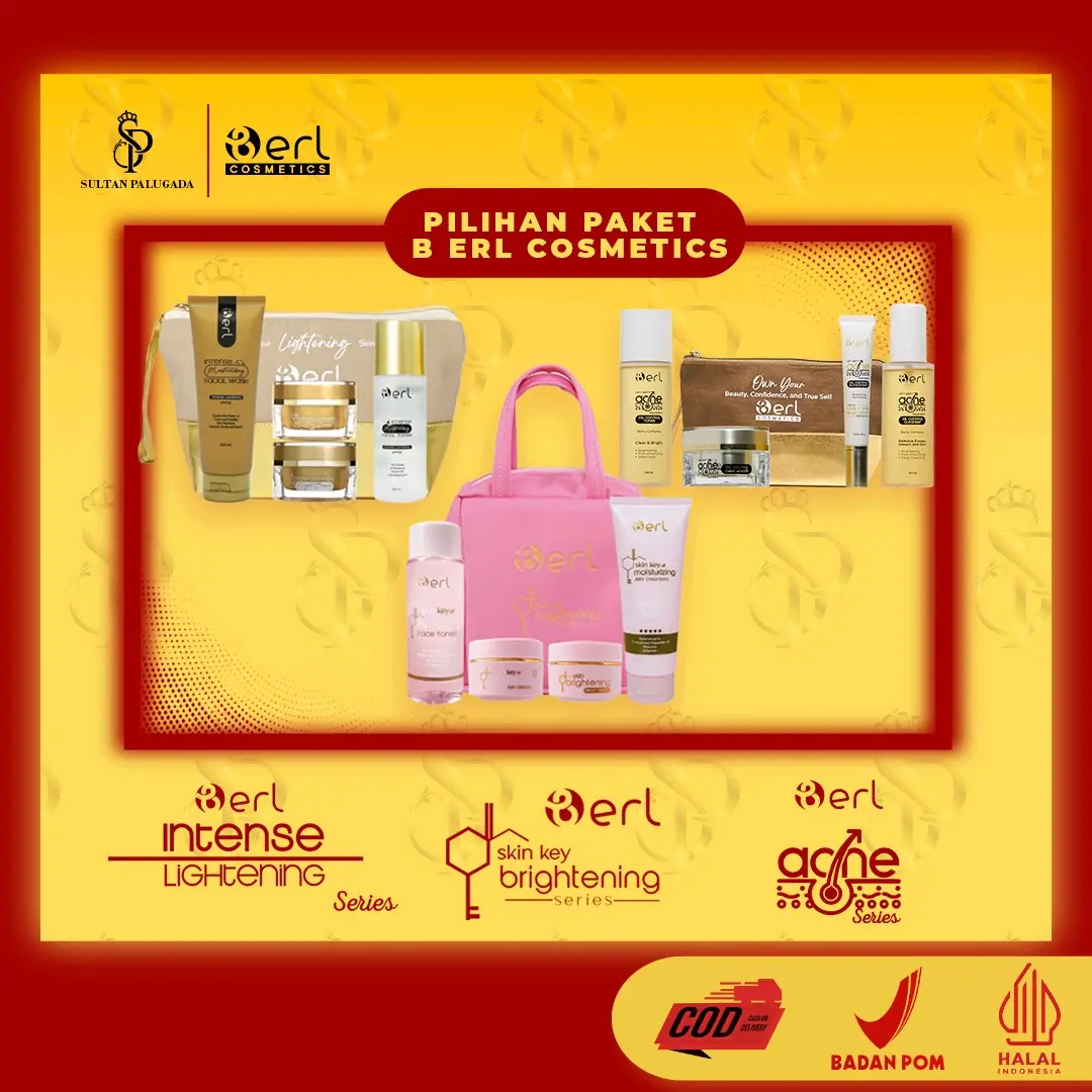 PAKET PERAWATAN LENGKAP BERL COSMETICS SKINCARE BRIGHTENING SERIES LIGHTENING SERIES ACNE SERIES B ERL COSMETICS STORE Berjerawat Berminyak skin  care kits
