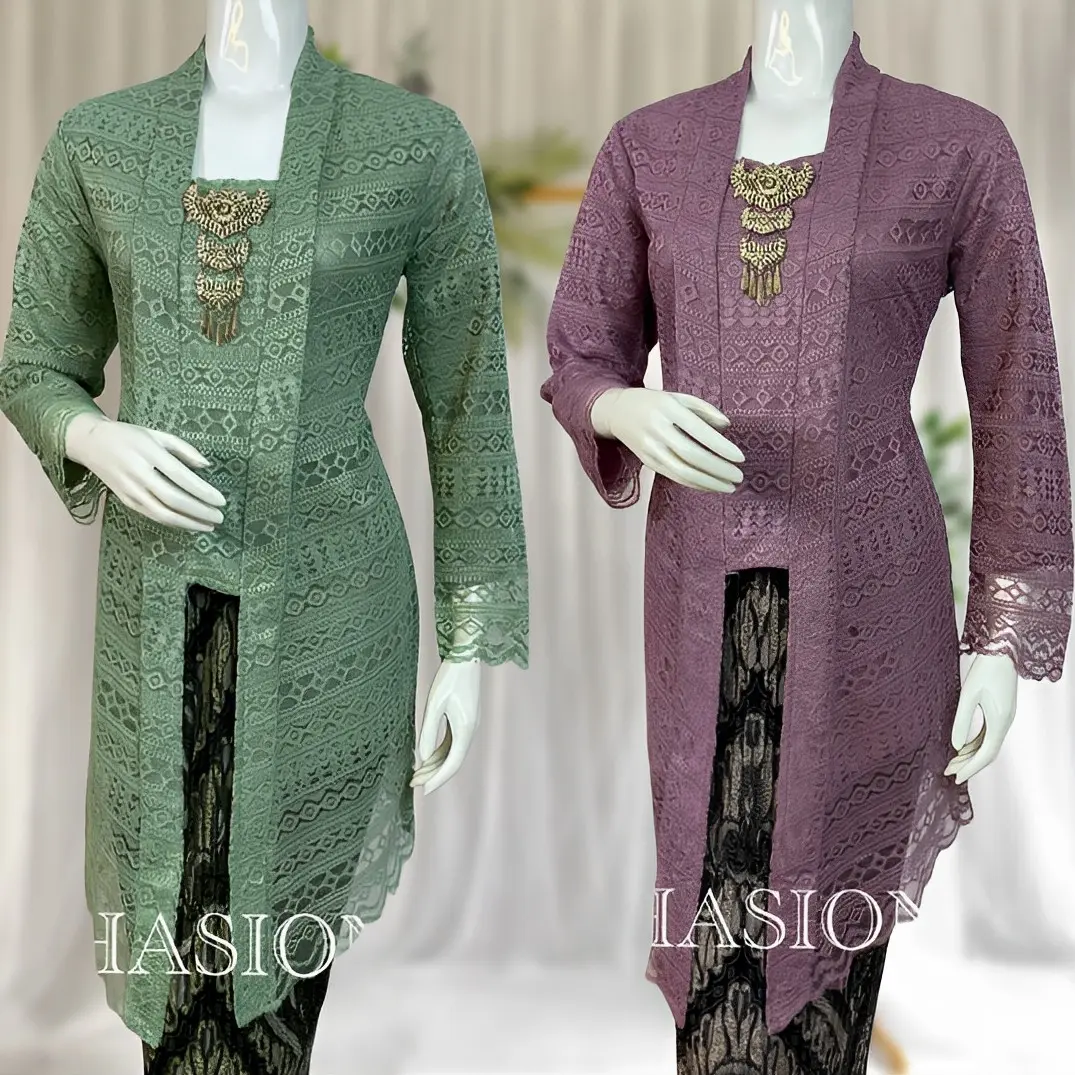 Atasan Kebaya Brokat Kutubaru Tunik Panjang Baju Wisuda Dan Kondangan Wanita  Dewasa