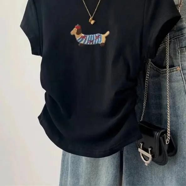 Kaos lengan pendek anak anjing hitam 2