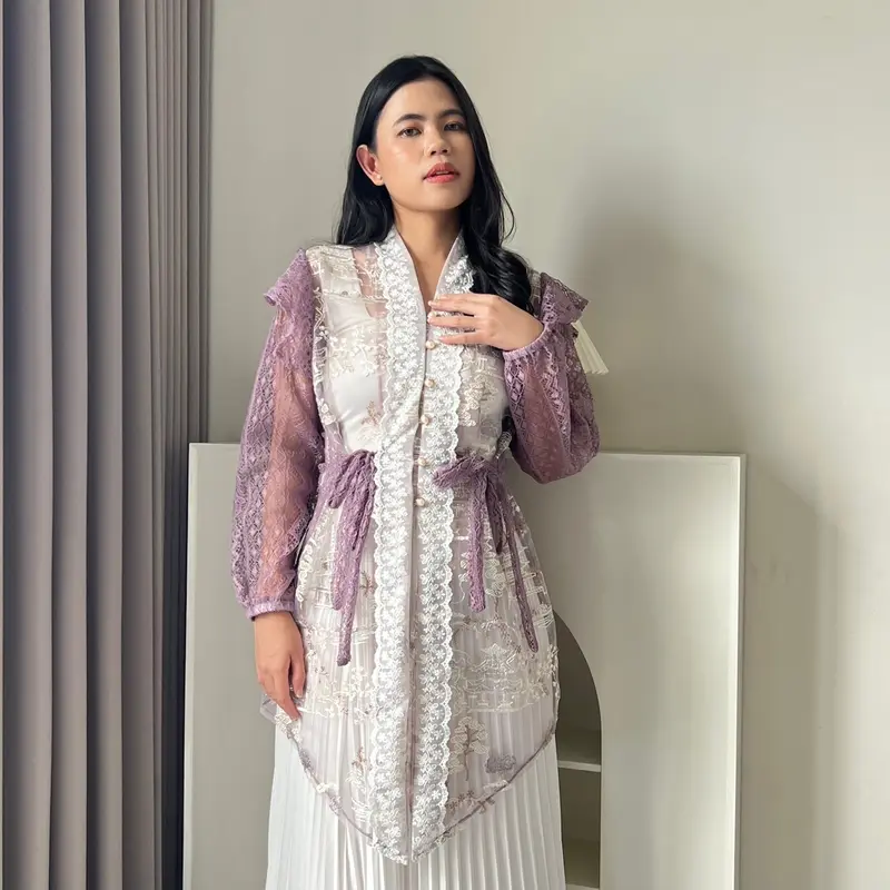 Hoolaqueen - Kebaya Outer Malika - Outer Tile Renda - Atasan Kondangan - Kebaya Renda Tile 5