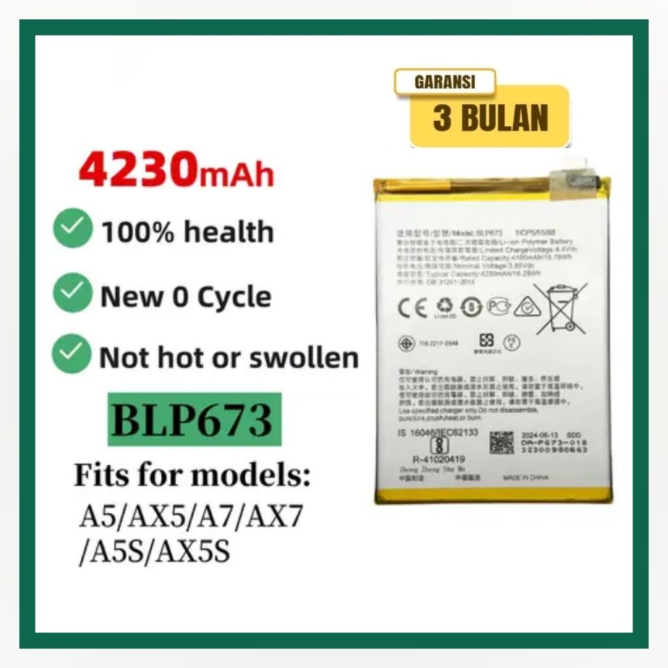 BATRE Baterai  For OPPO BLP673 A3S / A5 / A5S / A7 / A12 / A11K / REALM* C1 / A31 2020 BLP 673 BATRE Battery