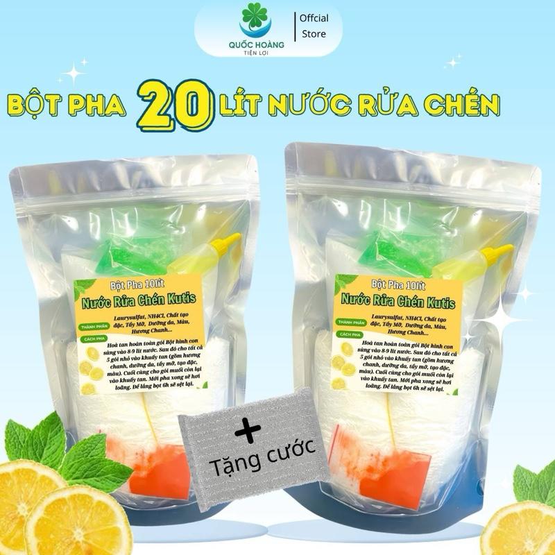   COMBO  Bột Pha 20lít Nước Rửa Chén "Bột Con Sùng" Làm Sạch 