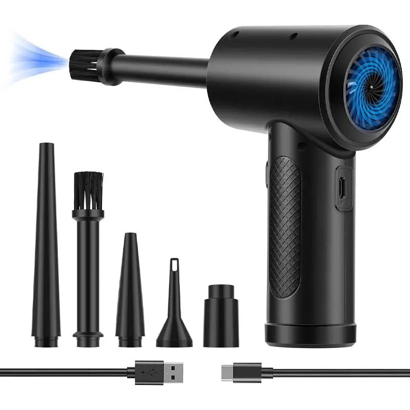 Portable Car Air Duster, 3-Gear 51000RPM Electric Air Duster with LED Light, Rechargeable Cordless Air Blower for Computer Keyboard