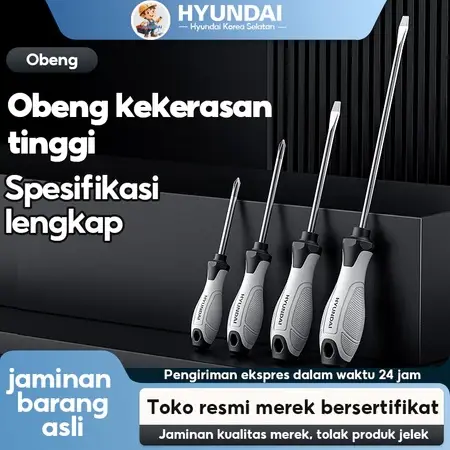 HYUNDAI Obeng Set Plus Minus Magnet Screwdriver Magnetik Tangguh Tahan Lama untuk Setiap Pekerjaan
