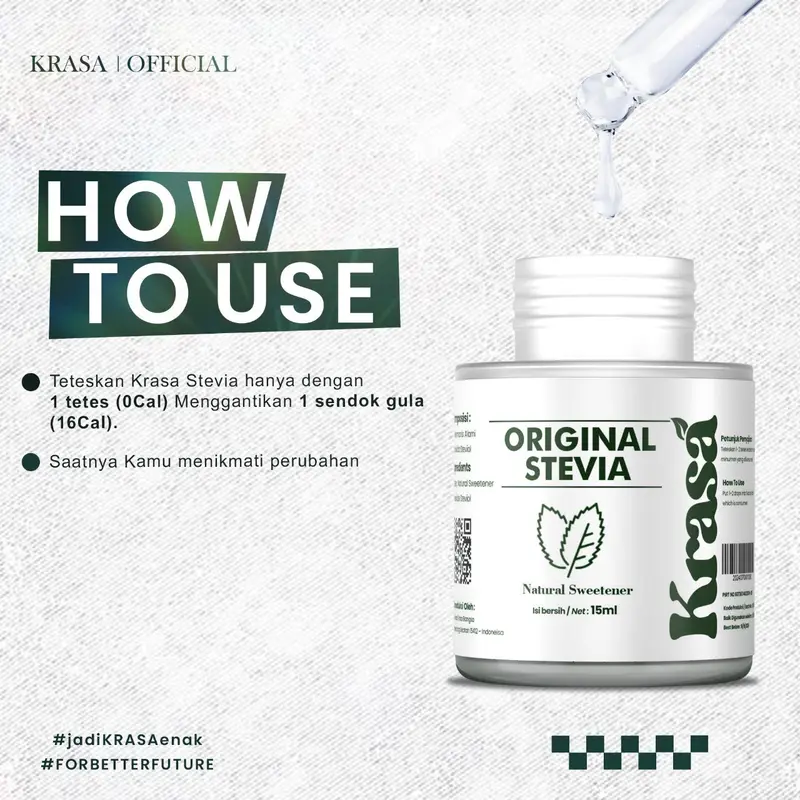 Krasa Stevia Pemanis Alami Original Paket Merger 15ml + 5ml - Gula Alami - Putih Food Sugar Susu - Tebu, Bubuk 5
