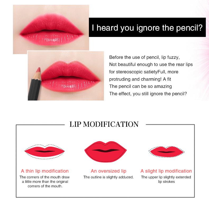 Product Introduction of Vibely 12 Colors New Professional Wood Lip Liner Waterproof Lady Charming Lip Liner Soft Pencil Makeup Women's Long Lasting Cosmetic Tool Eyeliner Kit Matte Flawless 29