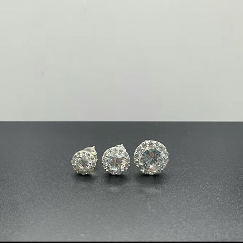 Khuyên tai nụ tròn nam nữ đính đá lấp lánh chất liệu bạc Tehio jewelry store THJ02 3