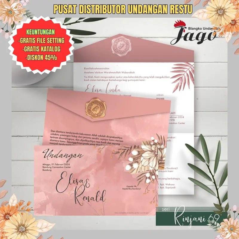 Blangko Undangan Jago 69 isi 100 pcs Tanpa Teks 0