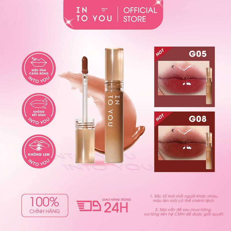 Son Bóng Mật INTO YOU Môi Căng Mọng Mỏng Nhẹ Ẩm Mịn Không Bết Dính G04 2.4g