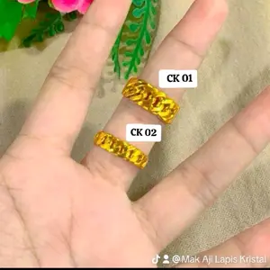 Cincin Model Lipan Lapis Emas Balut Kristal Premium