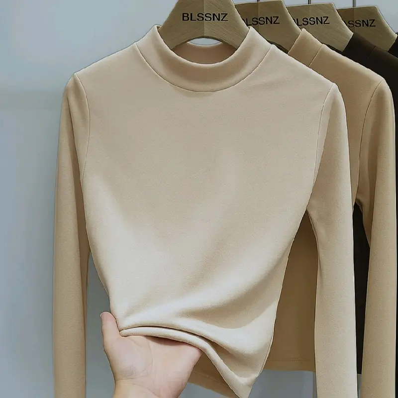Atasan Wanita Kaos Manset Lengan Panjang Setengah Turtle Neck Top Model Classy & Santai Polos All Size - Oversize - Kerah, Baju, Tangan Katun T-Shirt Oblong Basic Hitam Simple - Pendek Cewek Tee Casual Formal Putih Rayon Stretch Maroon 7