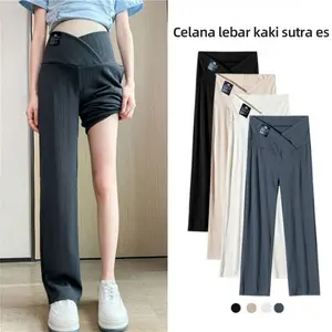 Celana Kulot Jumbo Bumil Friendly Muat bb M-3XL Celana Panjang Wanita Jumbo Hamil Ibu musim panas Bahan ice silknya keren 7152 kulot  hamil