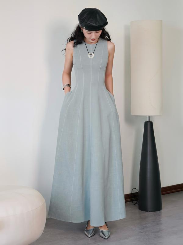 Váy dáng dài cổ tròn thanh lịch MIN Dress - LUXI