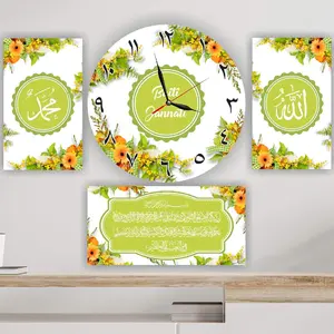 Jam Kaligrafi Hijau Shabby 1 Set Dinding