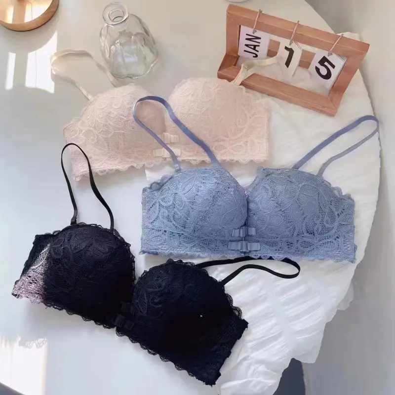 [LUX] L012 Bra Push Up Bh Busa Tebal Renda Beha Wanita Tanpa Kawat Kait Depan Seamless 3
