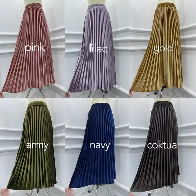 ROK PLISKET BLUDRU PANJANG PREMIUM IMPORT / ROK PLEATED BLUDRU Mewah 2
