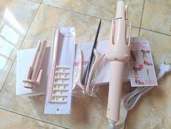 Product Review of STYPRO Multi In One Automatic Curling Iron Pink 25mm+32mm + Professional Hair Care Comb | Catokan Keriting Otomatis Hair Styler Curly | Sisir Tanduk Sisir Rambut Keriting ST-40014002 from L**y 0