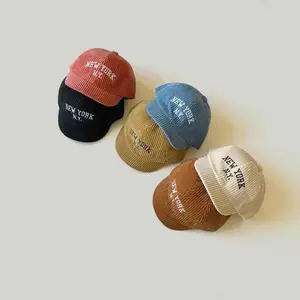 Topi baseball anak keren usia 6 bulan - 2 tahun motif bordir dengan bahan korduroy Laki-Laki Perempuan Unisex