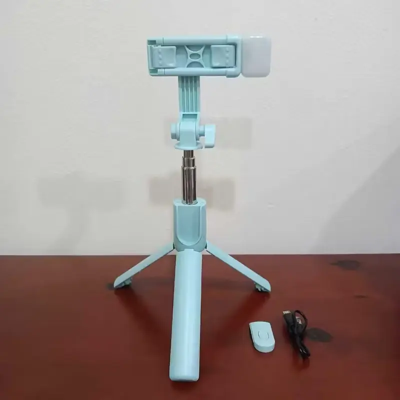 TRIPOD R1S + LED MINI SELFIE STICK + TOMSIS BLUETOOTH Lampu Remote Stainless Holder 6