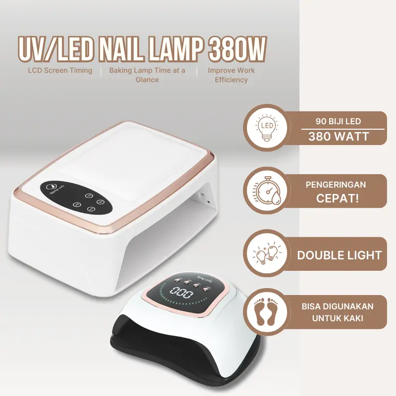 Rising Lady LED UV Nail Lamp 380Watt/300Watt / Lampu LED UV 48Watt/120Watt / Lampu Pengering Kutek Gel Kuku Tangan Kaki / Lamp UV LED Nail Gel Polish Dryer