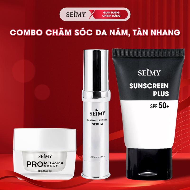 Combo Bộ Chăm Sóc Da Nám Tàn Nhang Cơ Bản 3 Bước - Serum Dưỡng Da Kem Nám Kem Chống Nắng Skincare