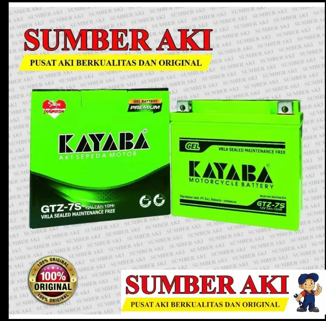 Aki Motor KAYABA PREMIUM GTZ7S HIJAU ACCU KERING HONDA VARIO 150 VARIO 125 PCX