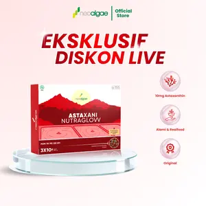 [FLASH SALE] Suplemen Kecantikan Astaxani Nutraglow - Natural Astaxanthin 10 mg - Nutrisi Alami Mencerahkan Memudarkan Flek Hitam Mencegah Penuaan Dini Pada Kulit [BPOM & HALAL]
