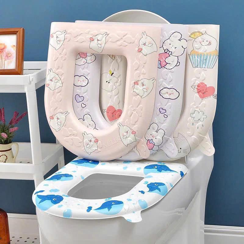  combo 3 Đệm Lót Bồn Cầu Giữ Ấm Vệ Sinh ,Tấm Lót Đa Năng Chống Vi Khuẩn Chống Thấm In Họa Tiết Dễ Thương 