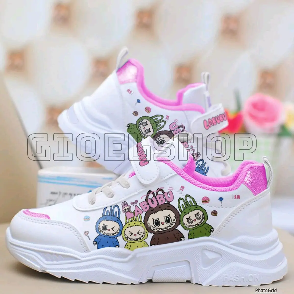 trainer 2024 perempuan sepatu Sneaker Anak Motif labubu viral Terbaru Realpict Trendy Best Seller Casual Shoes Fashion sekola sekolah gemuk hitam kece skena sneakers 10–12 aesthetic gendut hak rendah (1-3 cm) ungu sol putih