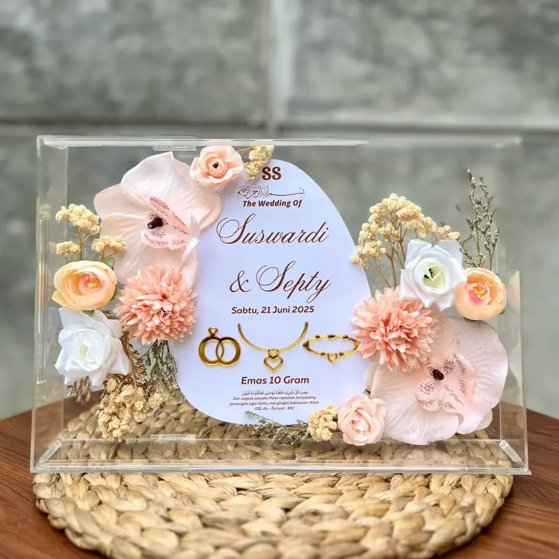 Bingkai Mahar Pernikahan Ukuran 30x20 dengan Frame Full Akrilik box Kertas 0
