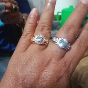 CINCIN TITANIUM ALA KOREA PERHIASAN MEWAH FULL PERMATA Elegan Rings