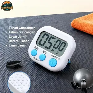 【Leooel】Timer Digital Kitchen Timer & Stopwatch Putih Plastik Elektronik Digital Tahan Guncangan Layar Jernih Reset Daya Hidup Mati Outdoor Olahraga