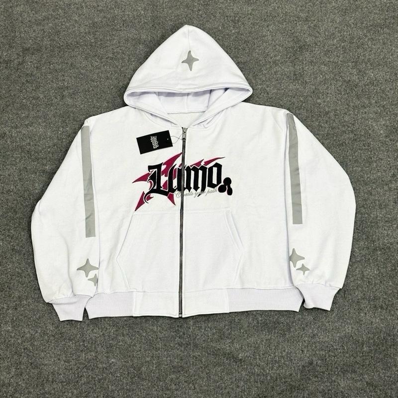 HOODIE BOXY Menyala ZipperJAKET ZIPPER BOXY SABLON FOAMING DAN AKSEN MENYALA BLACK PING PRIA WANITA Unisex Hitam Sweater Santai 5