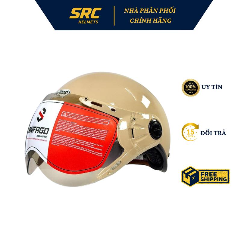   NÓN BẢO HIỂM ĐẠT CHUẨN  Mũ bảo hiểm nửa đầu có kính ngắn dáng nón bảo hiểm 1 2 đầu ANFAGO Bk6 cao cấp,thời trang cho nam nữ - Helmet haly 