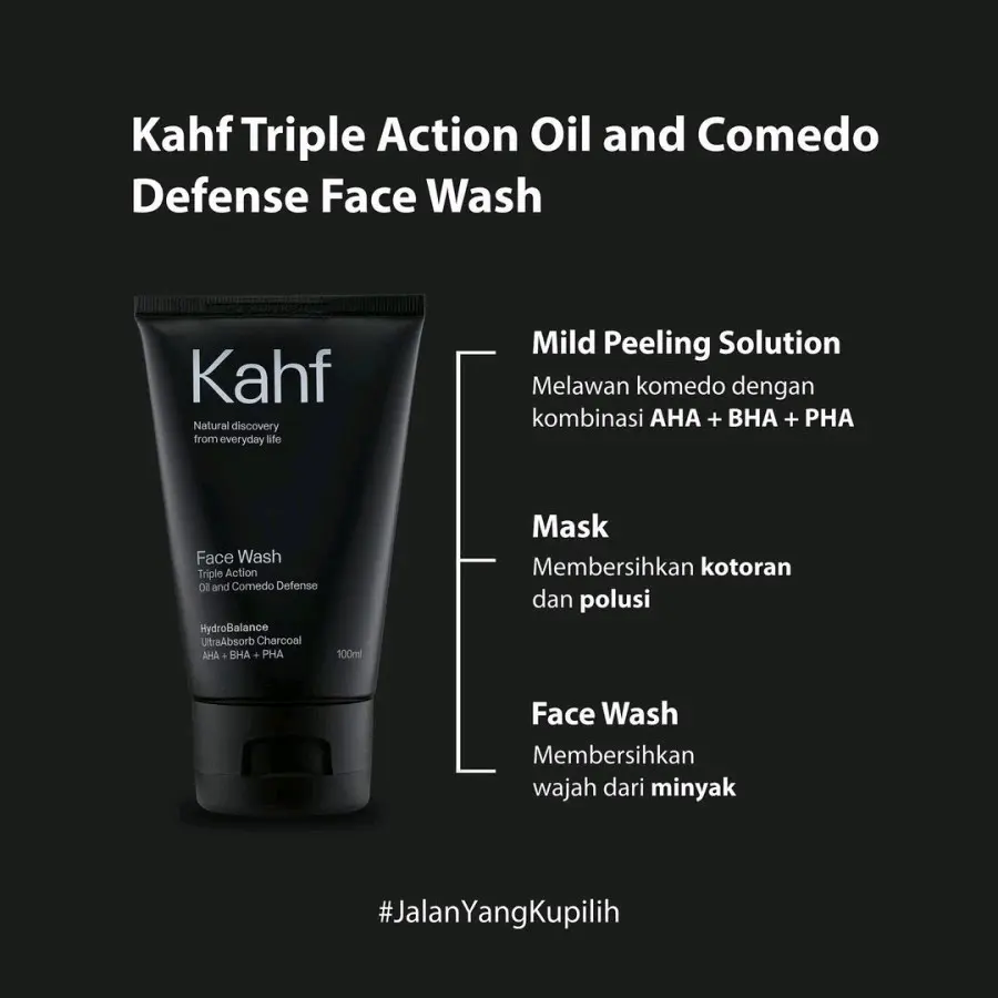 kahf face wash triple action oil and comedo defense  Wajah Perawatan Muka Pria 100 ml