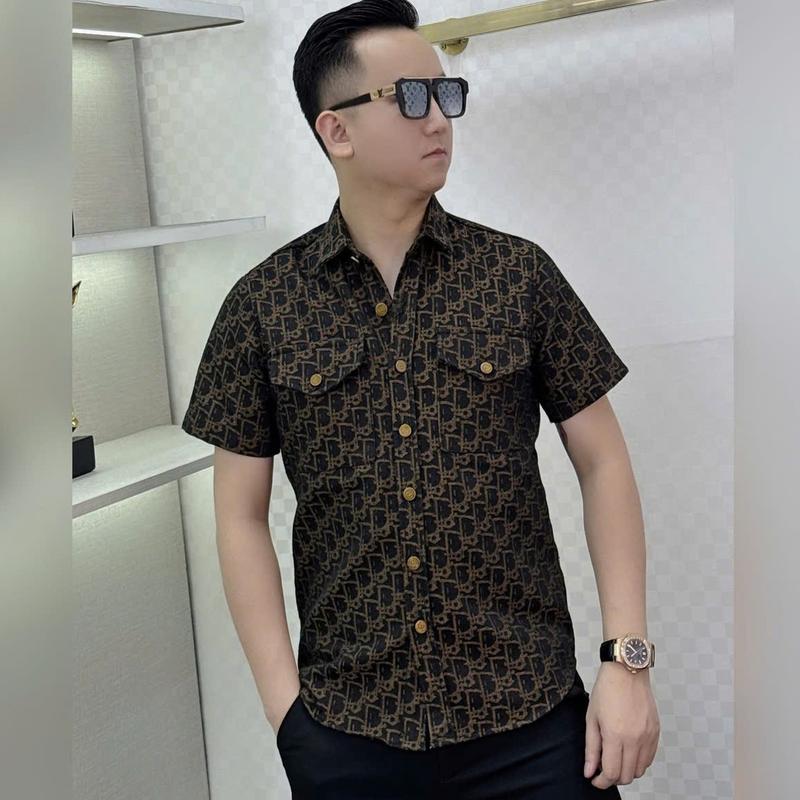 Áo sơ mi nam tay ngắn phối họa tiết trẻ trung loang màu cao cấp ben10