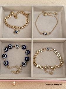 Juego de pulsera con diseño de ojo malvado, joyería de moda para fiesta, decoración de ropa diaria, joyería de moda para todo fósforo y exquisita para regalo de cumpleaños