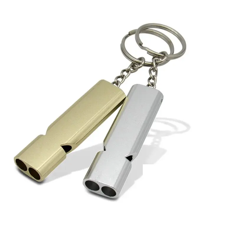Peluit Pluit Burung Stainless Import Alloy Dual Double Whistle Ultrasonic Ultrasonik Gantungan Kunci Mobil Motor Rumah Camping 3