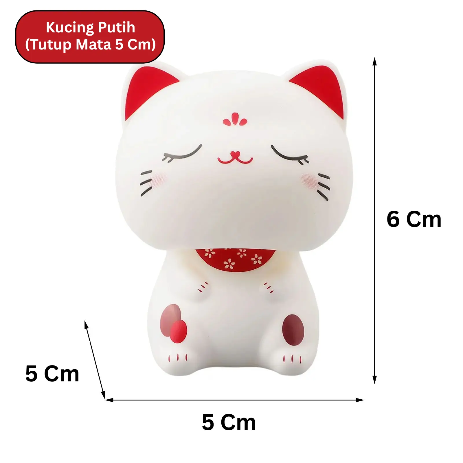 Kucing Putih Tutup Mata 5 Cm