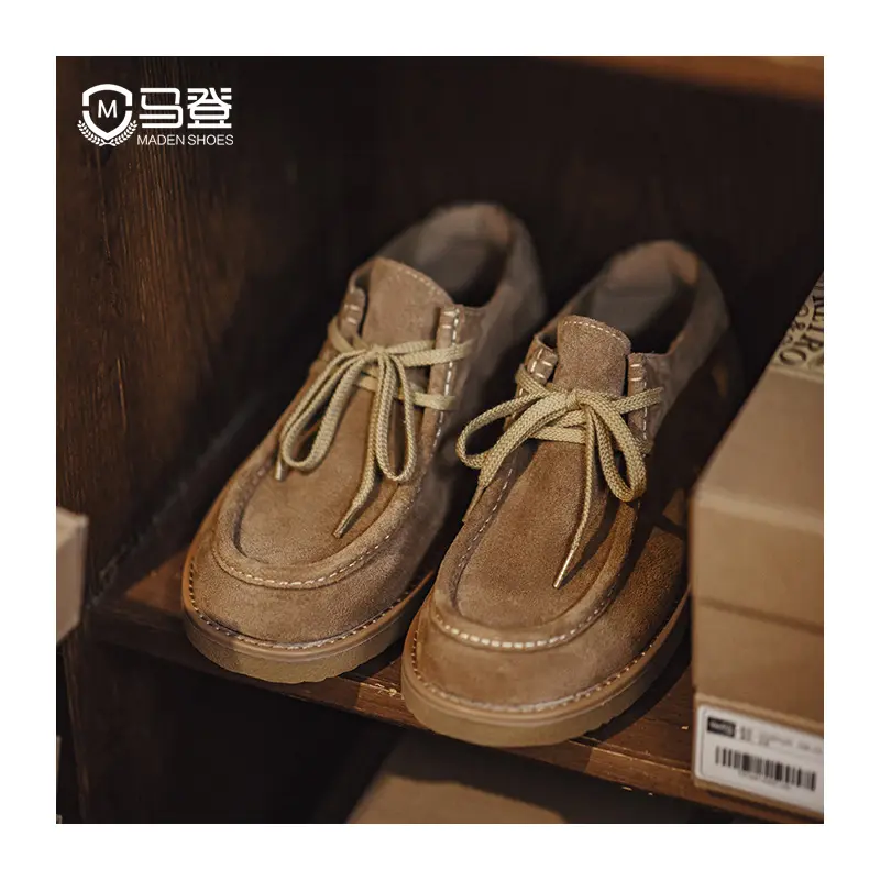 Giày Da Moccasin, Maden, Dành Cho Nam Giới, Phong Cách Cổ Điển Thường Ngày, Giày Lười Buộc Dây 2 Lỗ, Đế Mềm, Da Thật, Bốt Đầu Bẻ Moc-Toe Hình Chữ U, Dễ Phối Đồ