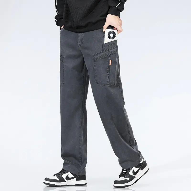 LAOYECHE Men's Casual Pants for Spring and Autumn with Multiple Pockets, Utility Work Pants for Men with Loose Straight Legs and Versatile Long Legs for Men
